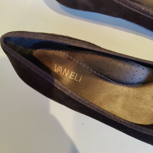 Vaneli Suede Leather Dark Brown Flats - Picture 3 of 9